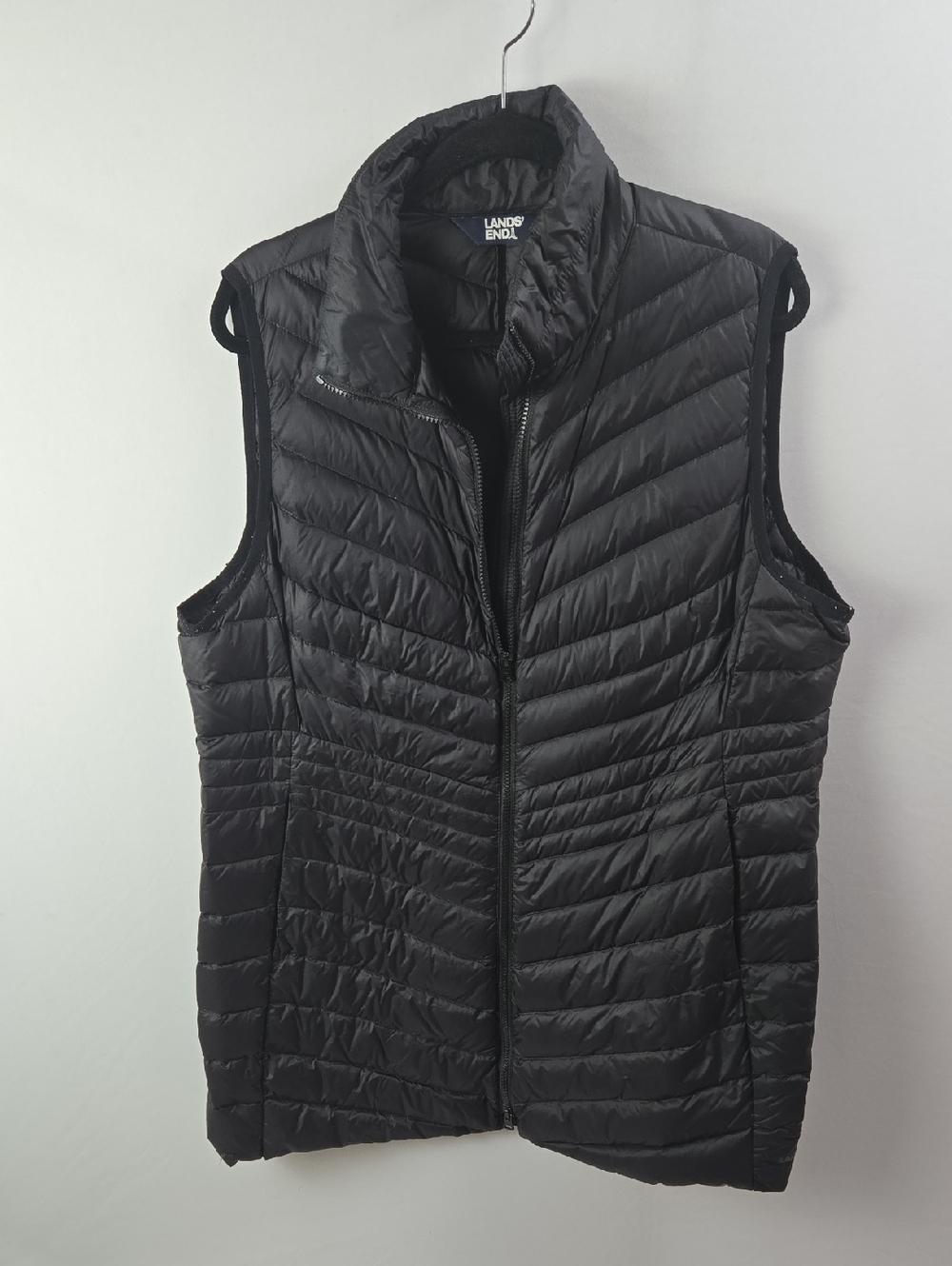 Lands End Black Wanderweight Packable Ultralight Down Vest Sz XL/18‎ Lightweight